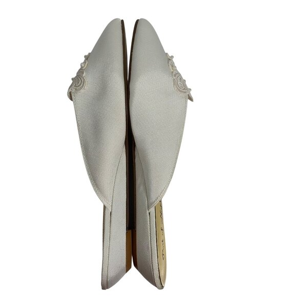 Port Of Naples Womens Ivory Slip-On Embroidered Mules Made In Italy Size 10B - Picture 4 of 9